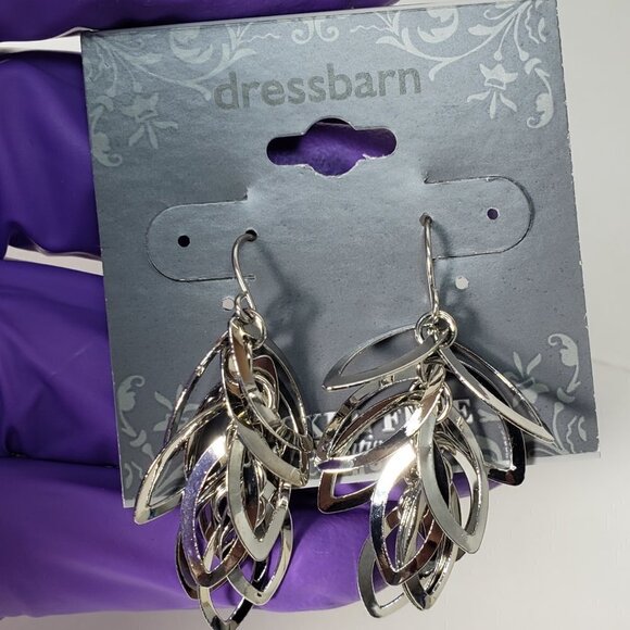 2/$30 Silver Tone Hoops Cluster Design Drop 2-in Earrings - Women Jewelry - Picture 4 of 8